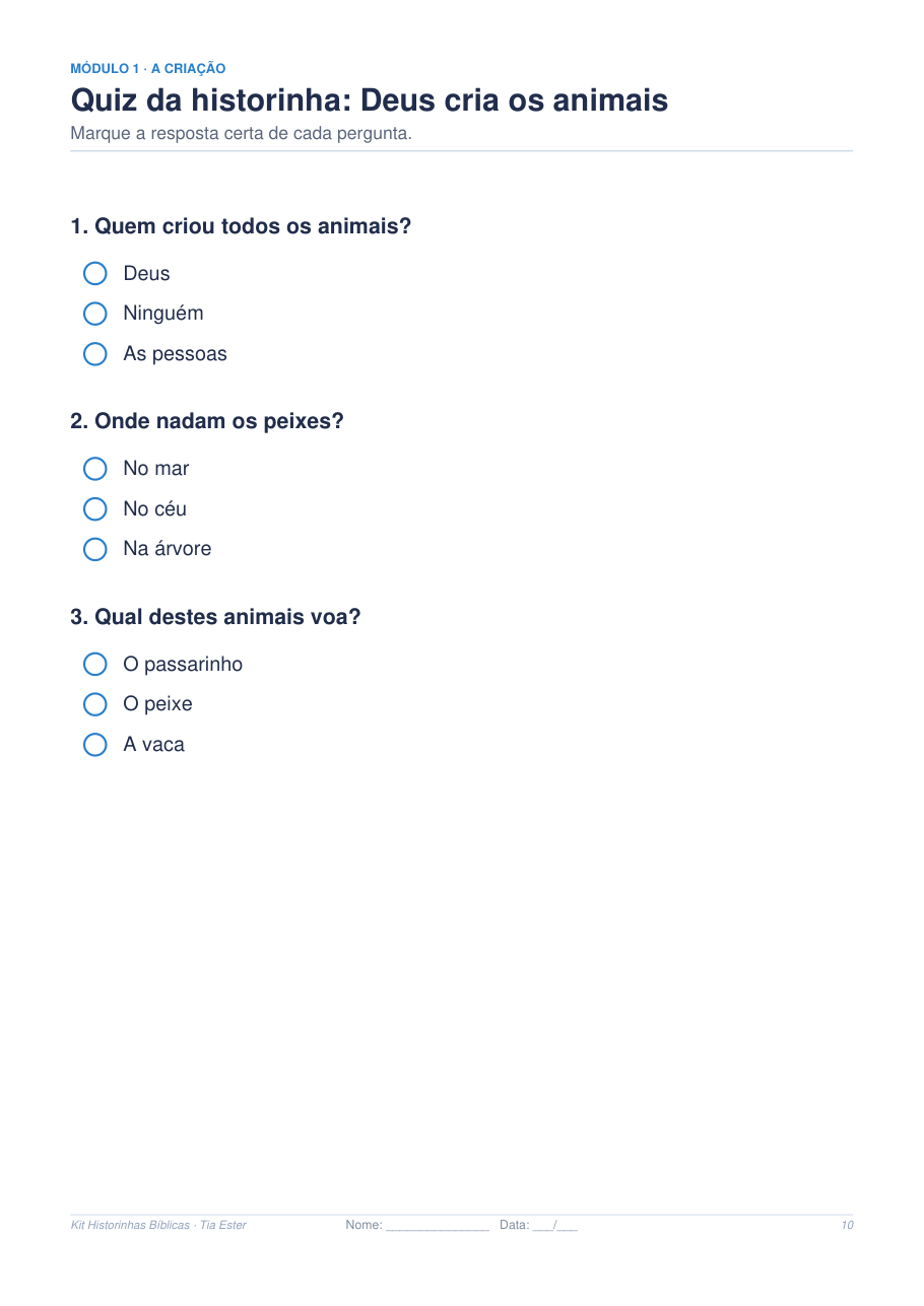 Página: Quiz da historinha
